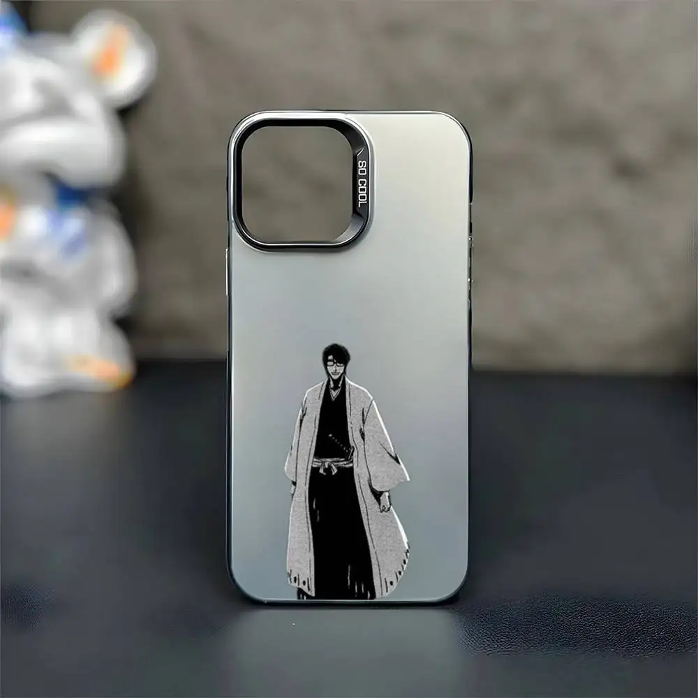 Etui na telefon Anime A-Aizen S-Sousuke do iPhone'a 17, 16, 15, 14, 13, 12, 11 Plus, Pro Max, czarne, matowe, odporne na wstrząsy.