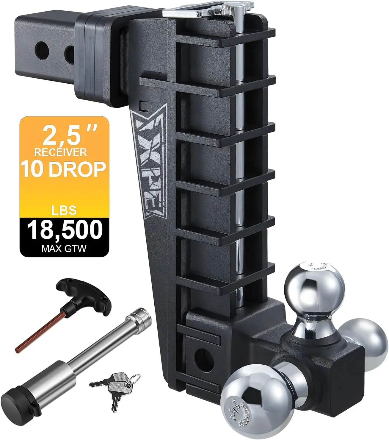 

Регулируемый сцепный сцепь прицепа, 10-дюймовый сцепь, подходит для 2,5-дюймового приемника, Gtw 18500 фунтов — буксировочный сцеп для тяжелых грузовиков