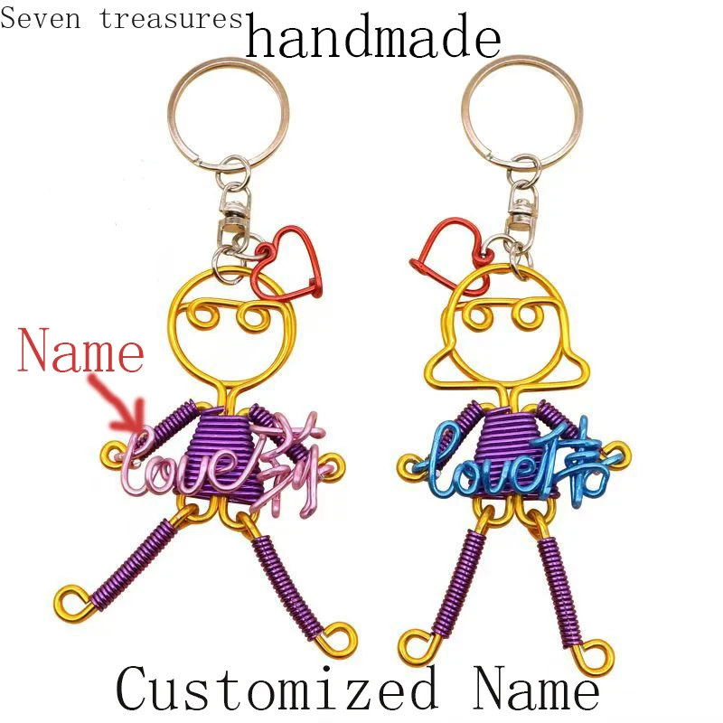 

Customized Name Interwoven Keychain, Gift for Children and Friends, Birthday and Handmade Metal Personalized Jewelry Bag Hanging