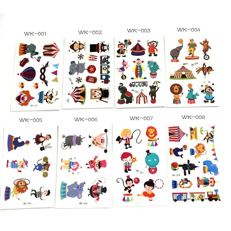 Waterproof Temporary Tattoo Hand Arm Art Sticker Fake Tattoos Party Decoration 10pcs Circus Theme