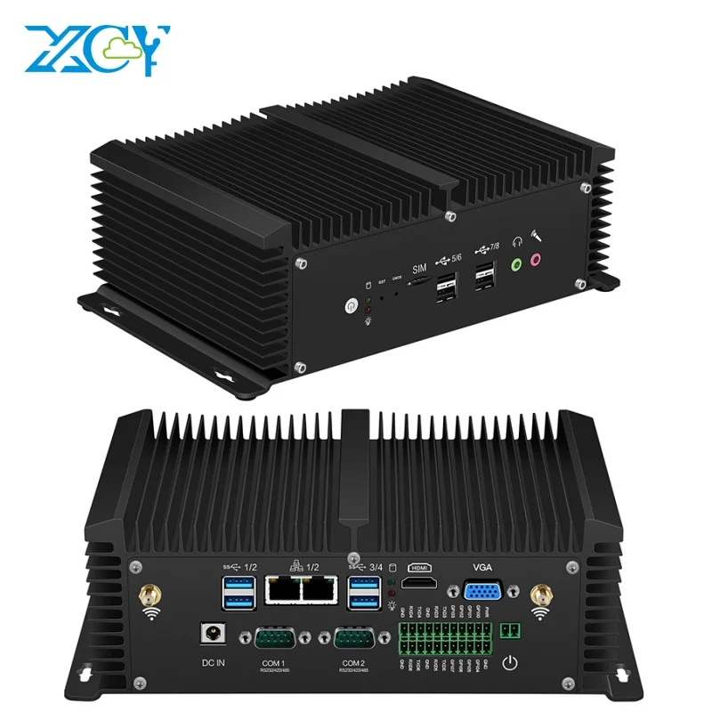 XCY MINI PC Core i5 4278 i7 8550U 6x RS232 RS422 RS485 GPIO HDMI VGA Windows Linux WiFi 4G LTE Fanless Industrial IoT Computer