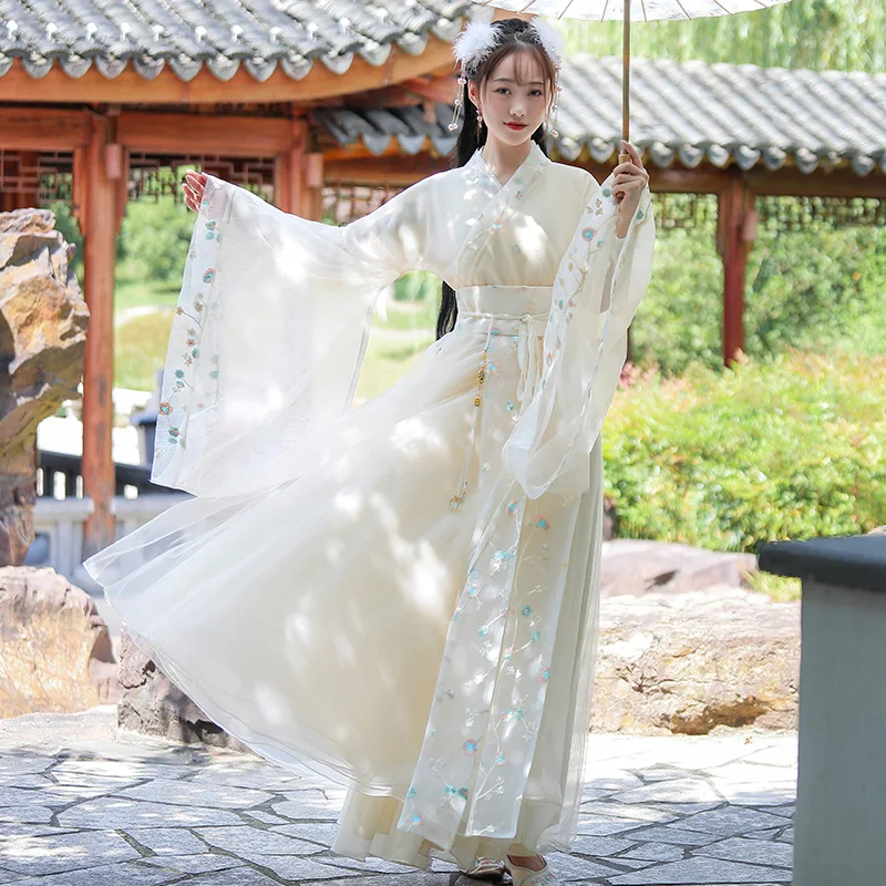 Hanfu พื้นบ้านเครื่องแต่งกายเต้นรำจีนแบบดั้งเดิมแห่งชาติ Fairy เครื่องแต่งกายโบราณ Han Dynasty Princess ชุดเวทีทุกวัน