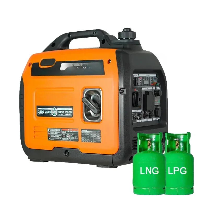 3.5KW 6.5KW Liquefied Petroleum Gas Natural Gas Dual Fuel Silent Gasoline Portable Household Variable Frequency Generator