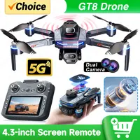 Nuevo Dron GT8 8K profesional HD cámaras duales pantalla remota 5G WIFI Motor sin escobillas evitación de obstáculos cuadricóptero plegable Juguetes
