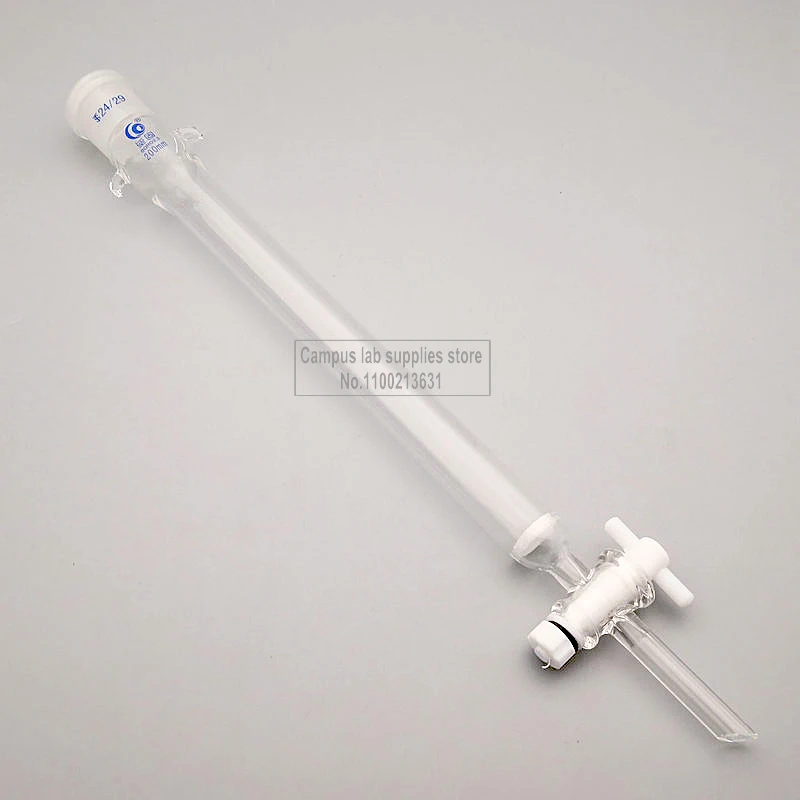 1pcs Lab PTFE-Piston Glass Chromatography Column with Standard Mouth Caliber 24#