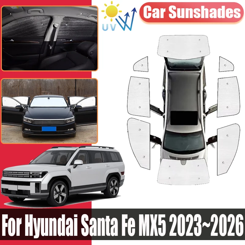 

Sun Visor For Hyundai Santa Fe MX5 2023 2024~2026 Car Full Coverage Sunshade Anti-UV Privacy Blocks Sunscreen Window Accessories