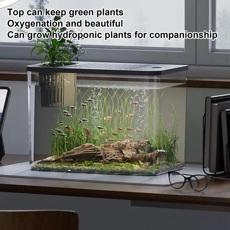 

New Fish Tank Aquarium Transparent Desktop Tank Turtle Aquarium Small Aquariums Decorative Fish Container for Fish White