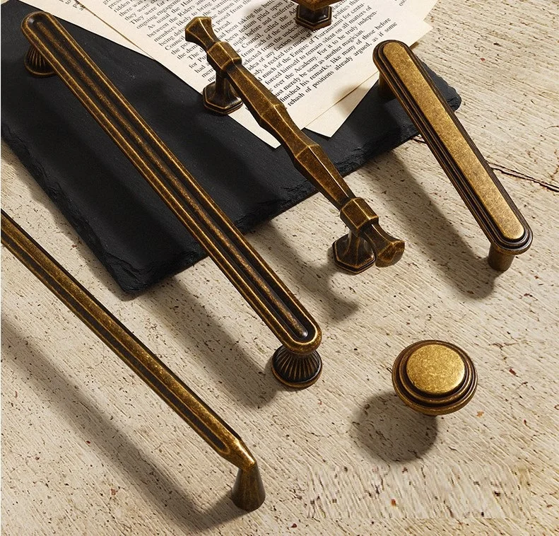 

Антикварные бронзовые ручки шкафа, винтажные ручки из цинкового сплава, ручки в современном китайском стиле, минималистичные/медные мебельные ручки в стиле ретро