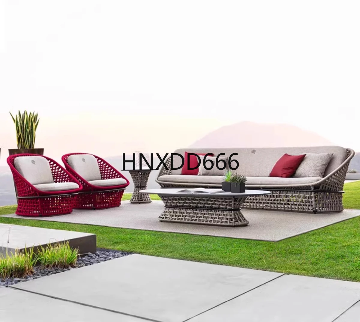 

Outdoor sofa rattan courtyard villa rattan chair coffee table furniture combination