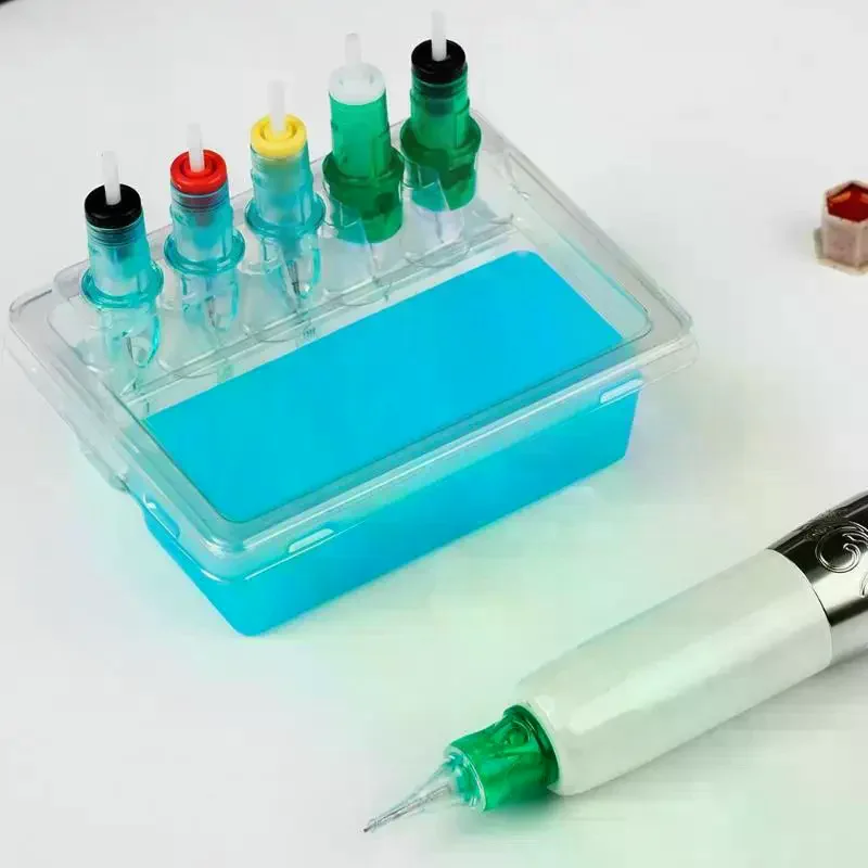 

20 шт., подставка для игл для татуировки, водонепроницаемый картридж с чернилами, держатель для игл, стойка для размещения, одноразовая чашка для мытья, чистый двойной слой