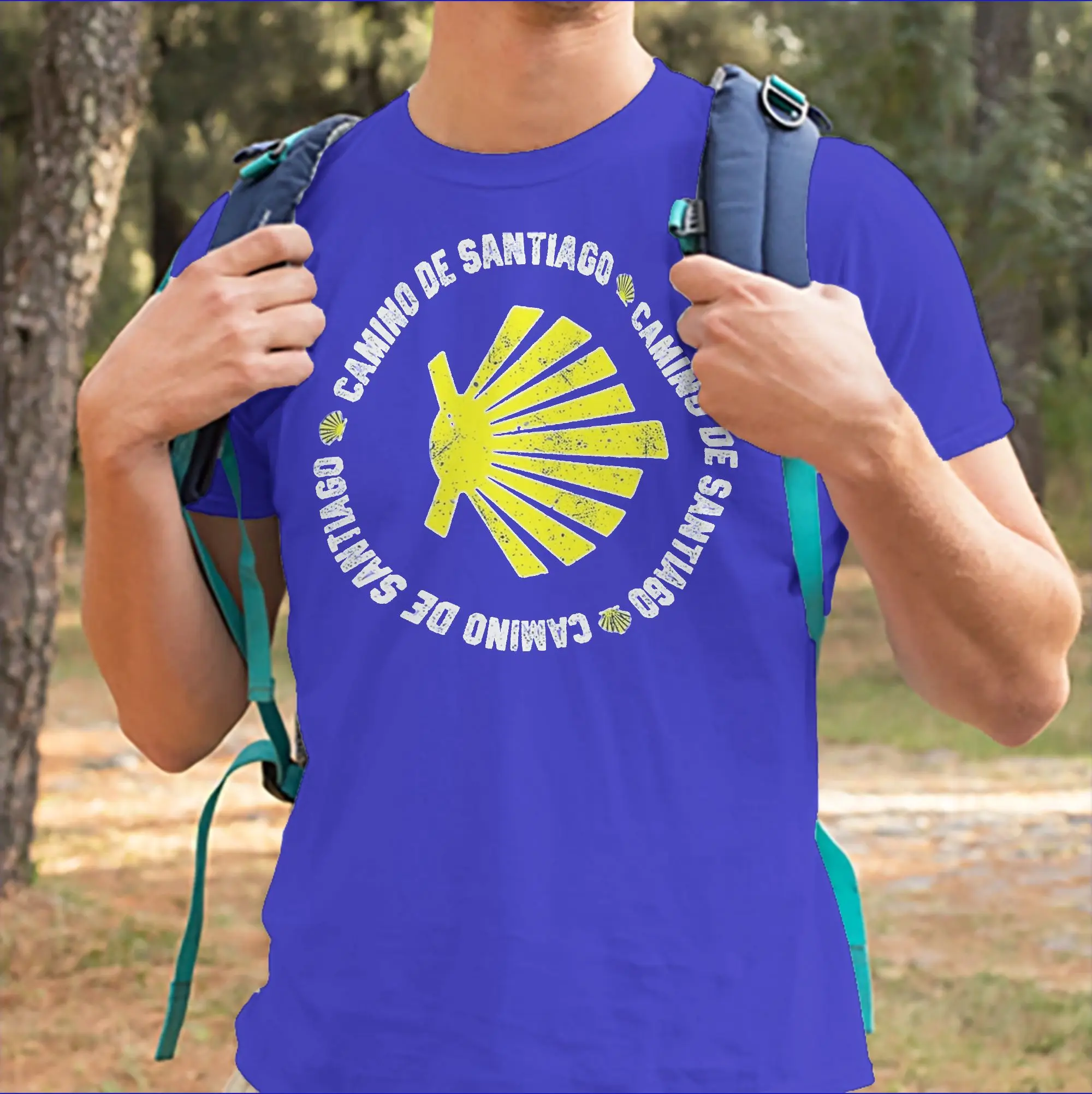 Camiseta para hombre Buen Camino de Santiago Compostela Peregrino, ropa de algodón, camisetas vintage de manga corta con cuello redondo, camiseta 4XL 5XL