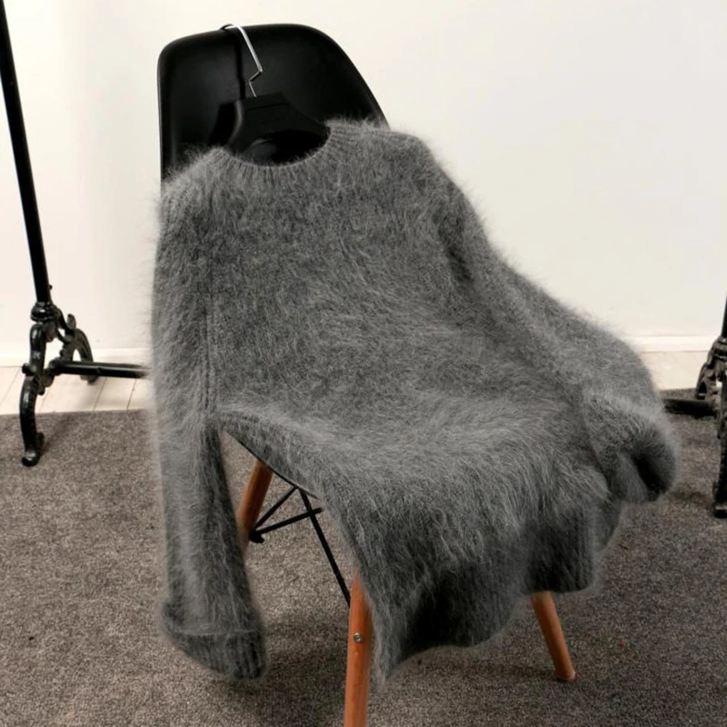 Imagem -02 - Mexzt-pulôver de Malha Extragrande Faux Mink Cashmere Feminino Suéteres Harajuku Saltadores Grossos Elegantes Coreanos Malhas Soltas Novo