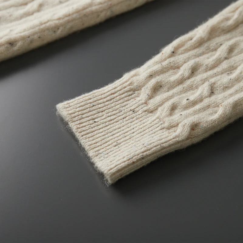 MVLYFLRT Men's 100% Merino Wool Sweater round Neck Pullover Long Sleeve Autumn Winter Fried Dough Twist Knitwear 2094160