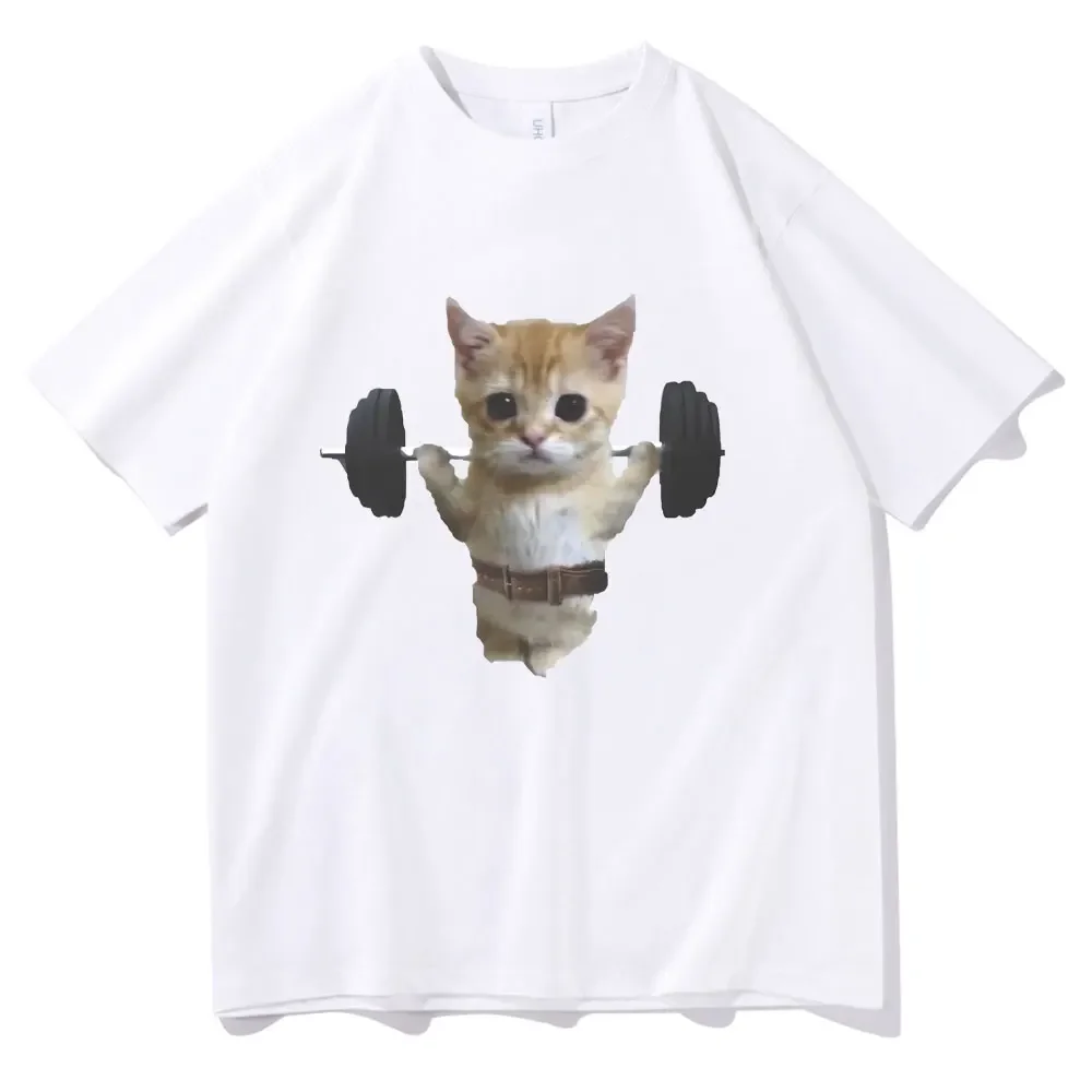 Gym Cat Sam Sulek Funny T Shirts Men Women Cute Kawaii Fitness Pump Cover T-shirt Male Oversized Pure Cotton Tshirt Short Sleeve