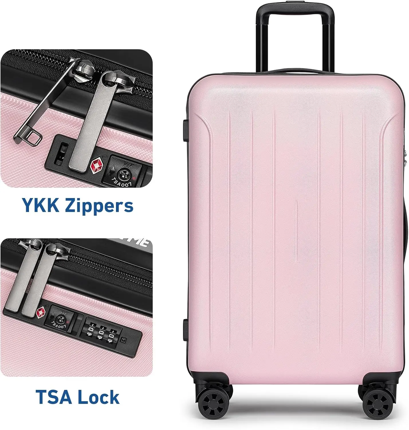 Pink 2-Piece Hardshell Luggage Set with Double Spinner Wheels & TSA Lock (20'/24')