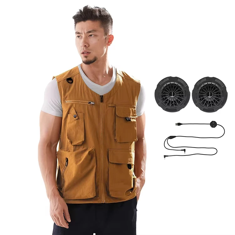 

Outdoor Working Cooling Waistcoat Hot Weather Battery Powered Air Conditioner Work Vest With Fan Cooling