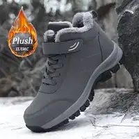 Botas de invierno para hombre, botas de nieve de cuero de microfibra, zapatos informales cálidos de felpa para hombre, botas impermeables para hombre, zapatillas de deporte para hombre, botines de primavera