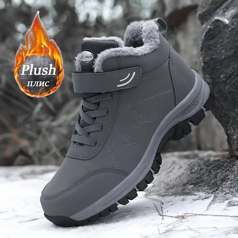 Winter Men Boots Microfiber Leather Snow Boots Man Plush Warm Causal Shoe Waterproof Men Boots Male Sneakers Spring Ankle Boots