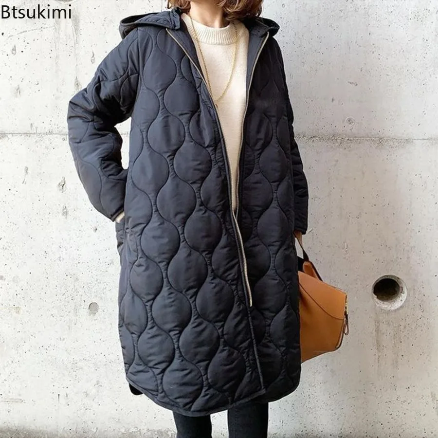 New 2025 Women's Winter Warm Oversize Long Parkas Hoodies Cotton Padded Jacket Vintage Fashoin Long Sleeve Coat Thick Overcoat