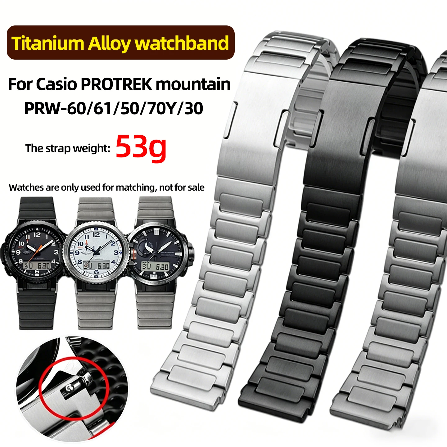 

Ремешок для часов из титанового сплава с быстрым креплением, 23 мм, для Casio PROTREK PRW-60 PRW-61 PRW-50 PRW-70Y PRW-30, мужской браслет для горных часов