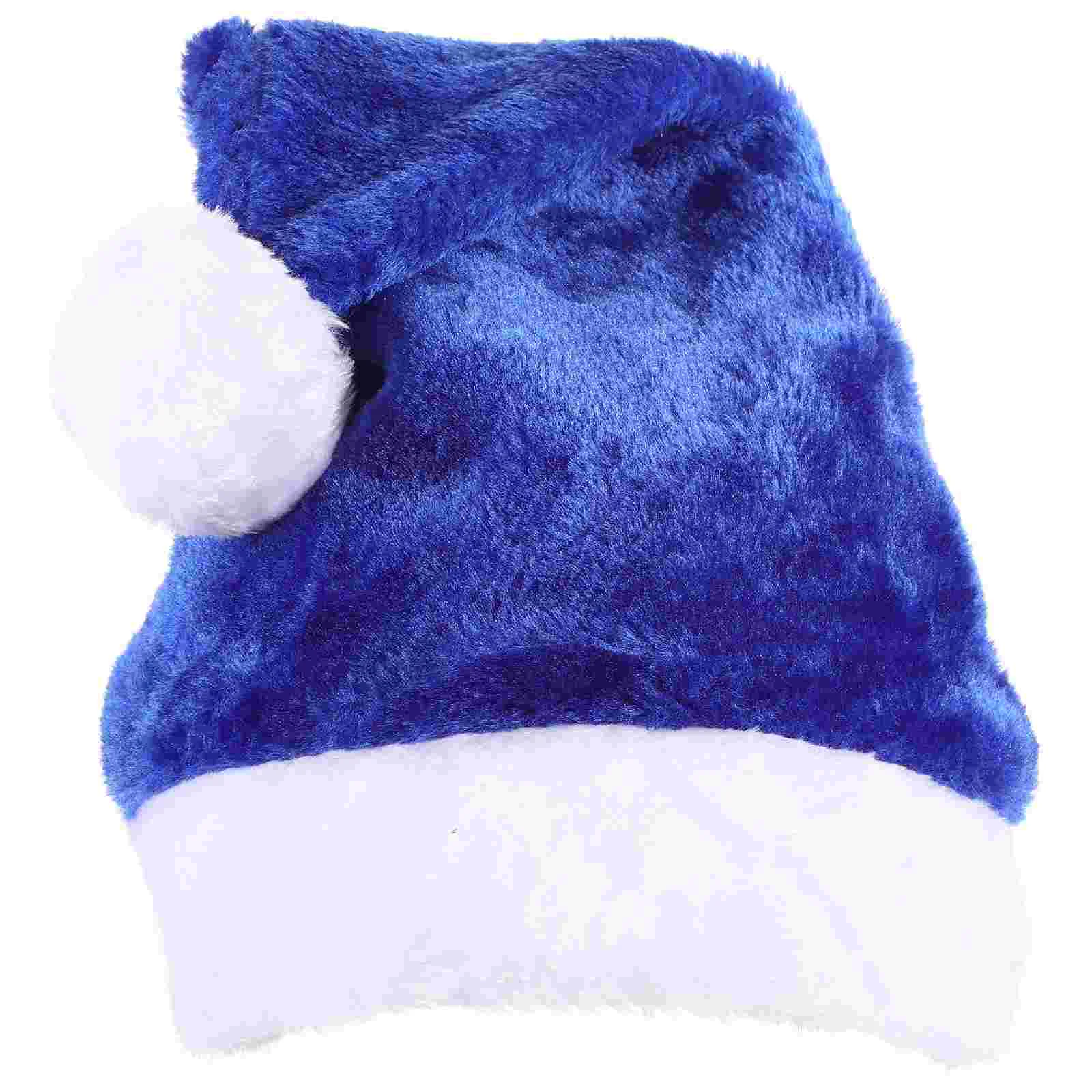 Plush Santa Hat for Women Christmas Costume Supplies Toddler Blue Short Comfortable Caps Claus