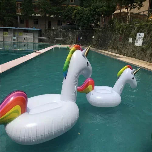 Genuine environmentally friendly thickened PVC inflatable swan flamingo seven rainbows Pegasus unicorn mount floating row