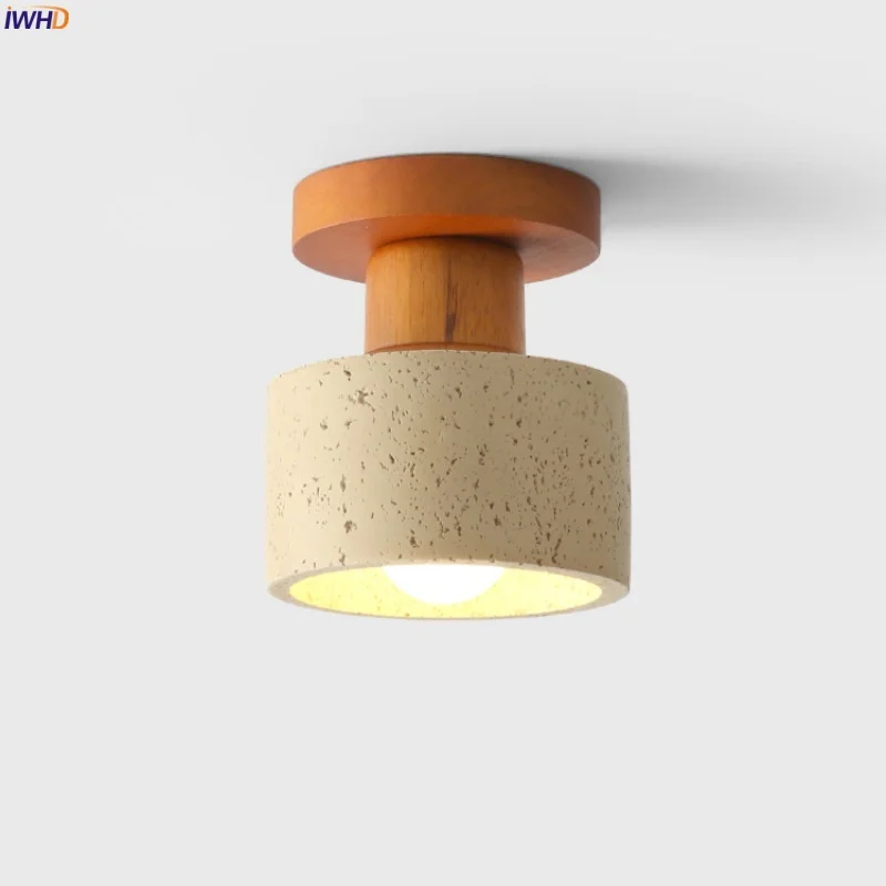 

IWHD Nordic Modern LED Ceiling Lights Decorations Living Room Aisle Bedroom House Yellow Travertine Ceiling Lamp Lampa Sufitowa