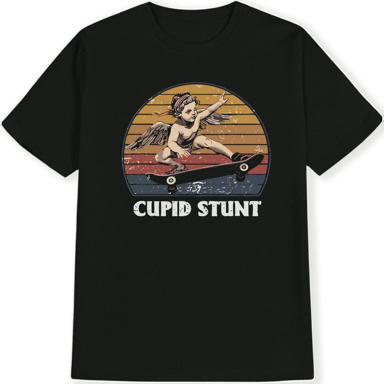 

Cupid Stunt Retro Skateboarding Angel Design T-Shirt 100% Cotton O-Neck Short Sleeve Summer Casual Mens T-shirt Streetwear