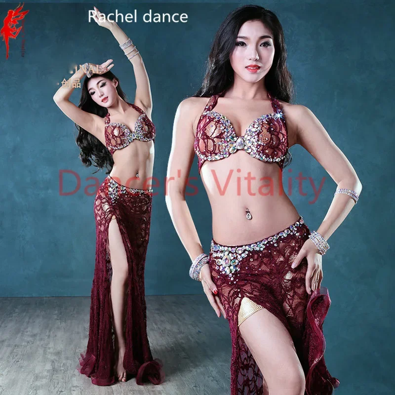 Belly dance set bra top+ lace skirt latin dance clothing Salsa ballroo Samba dance exercise dress costume clothes  A/B/C/D CUP