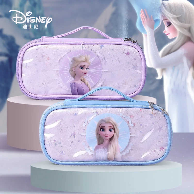 Disney Frozen Astuccio per matite di grande capacità Elsa Scatola per penne per studenti a due strati multifunzionale Borsa per matite Scatola per cancelleria Materiale scolastico