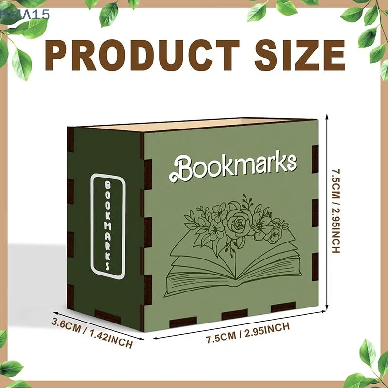 【YA】Eco-friendly Wooden Book Shaped Bookmark Holder Desktop Organizer Box Non-toxic Storage Box for Home Study Desk Decor