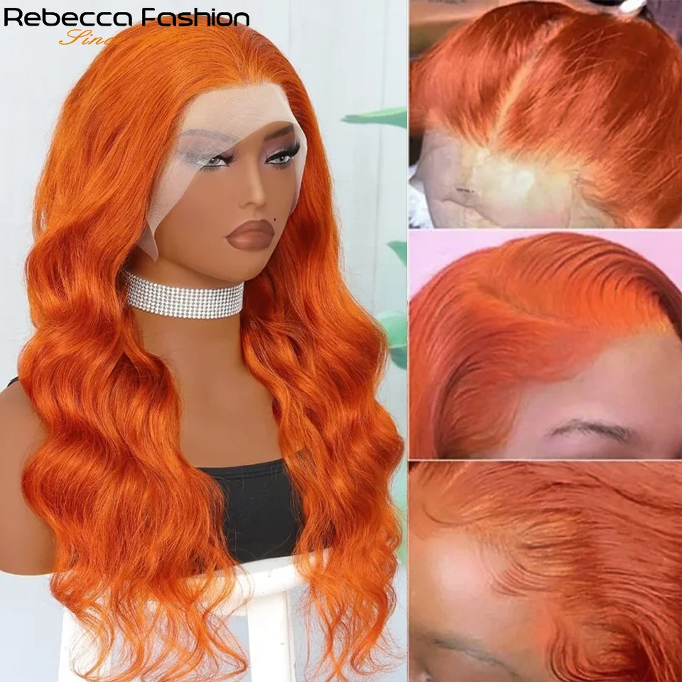 13x5 Orange Ginger Body Wave Lace Front Wigs Ginger Brown Lace Frontal Wigs Natural Human Hair Wigs For Women Remy Hair Wig 200%