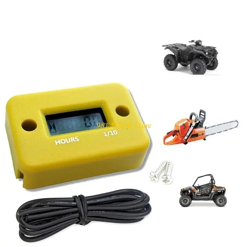 68UF Portable Engine Tachometer Digtal Hour Meter Motorcycle Engine Gauge Hour Meter Used for Tractor Generator