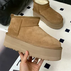 Women's Snow Boots Fur Warm Ankle Boots Thick Sole Platform Heighten Short Tube Plush Warm Cotton Shoes Winter Shoes New Arrival