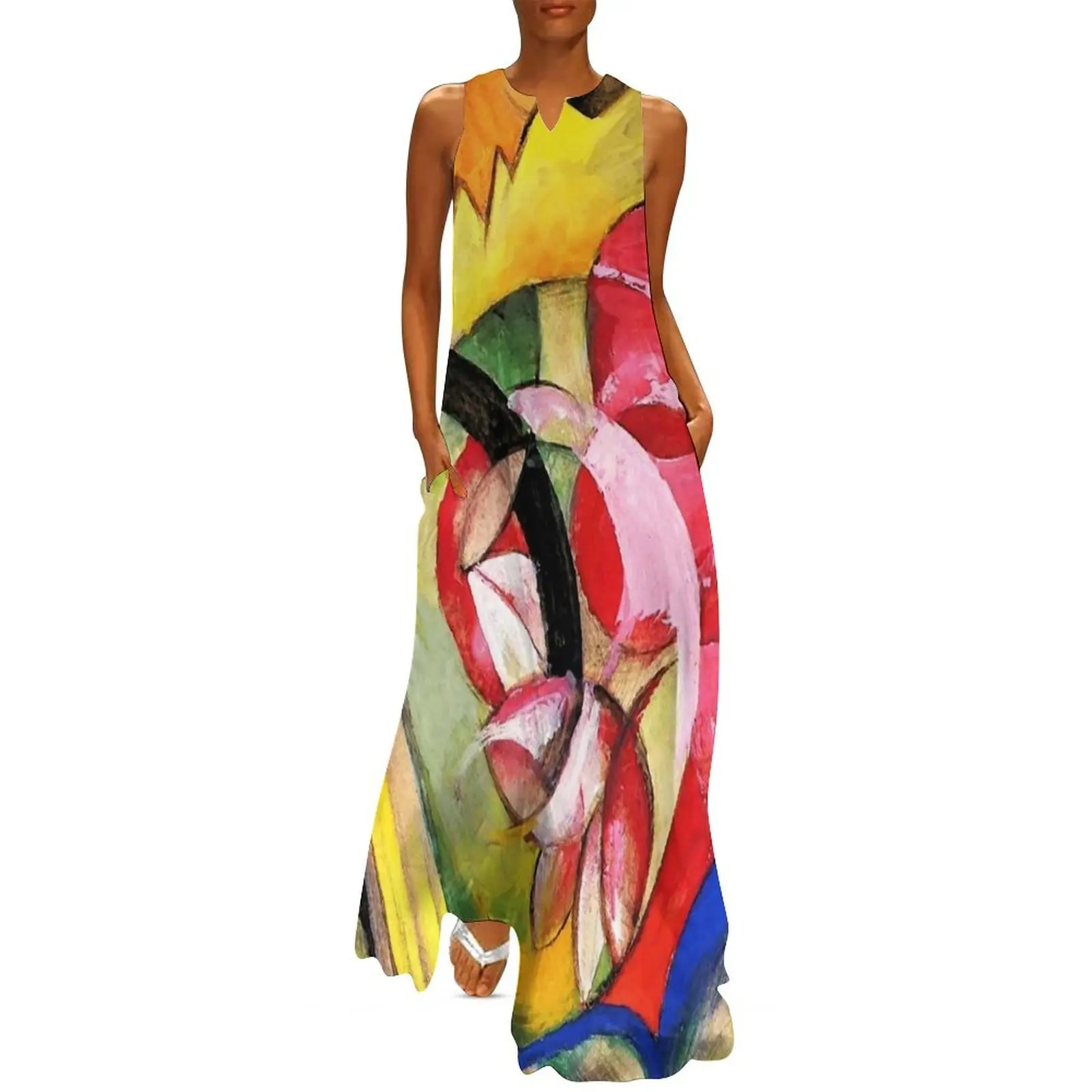 Franz Marc Abstract Flowers Long Dress cocktail dresses Women's summer dress Women's evening dress summer 2025 women