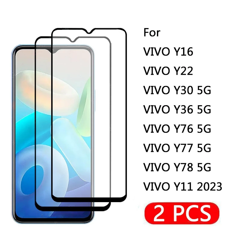 

2Pcs Screen Protector For VIVO Y78 Y75 Y76 Tempered Glass For VIVO Y11 Y16 Y22 Y30 Y35 Y55 Y56 4G 5G 2023 Film screen protectors