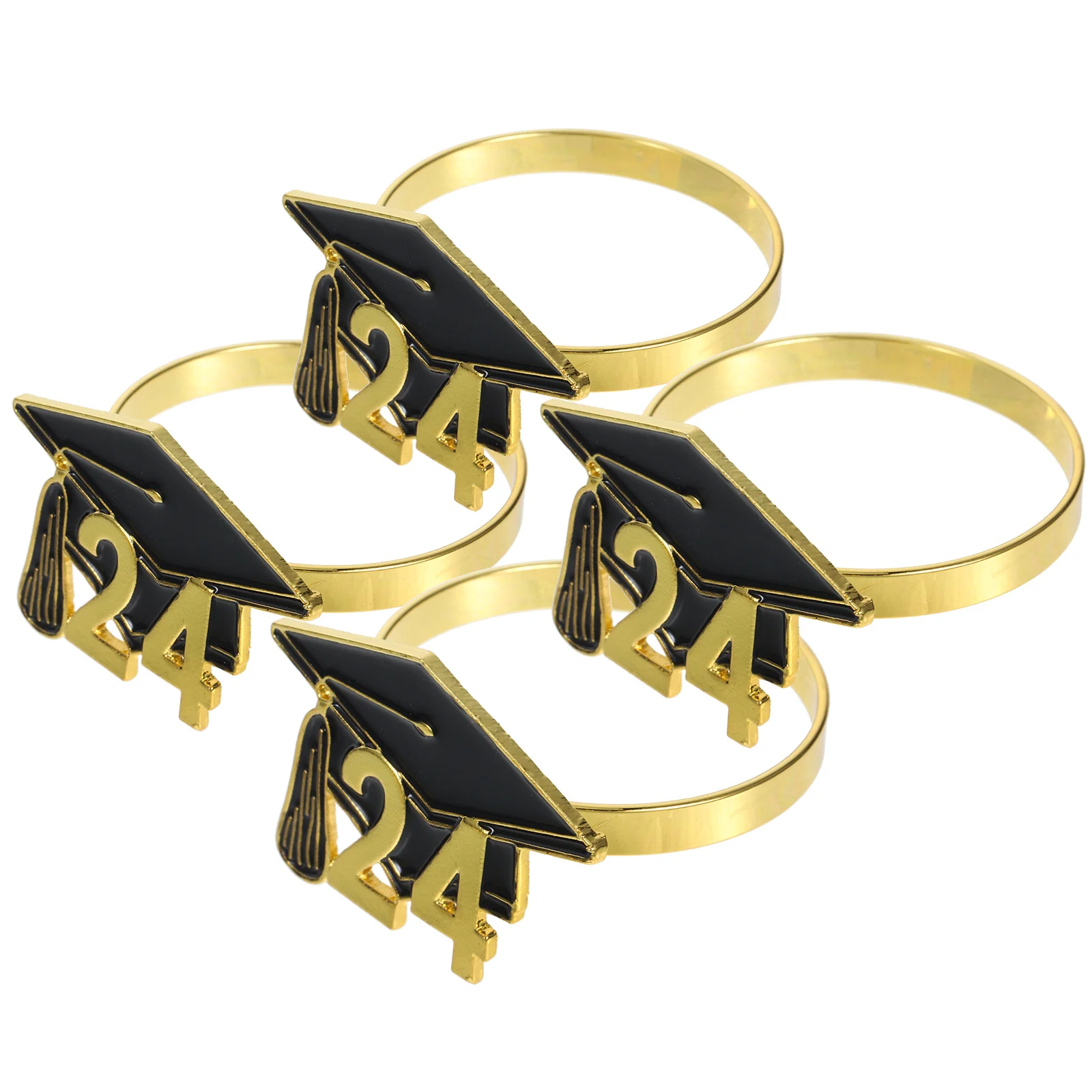 

4pcs Graduation Cap Napkin Rings Alloy Serviette Holders For Party Graduation Decoration Table Napkin Ring Holder Dining