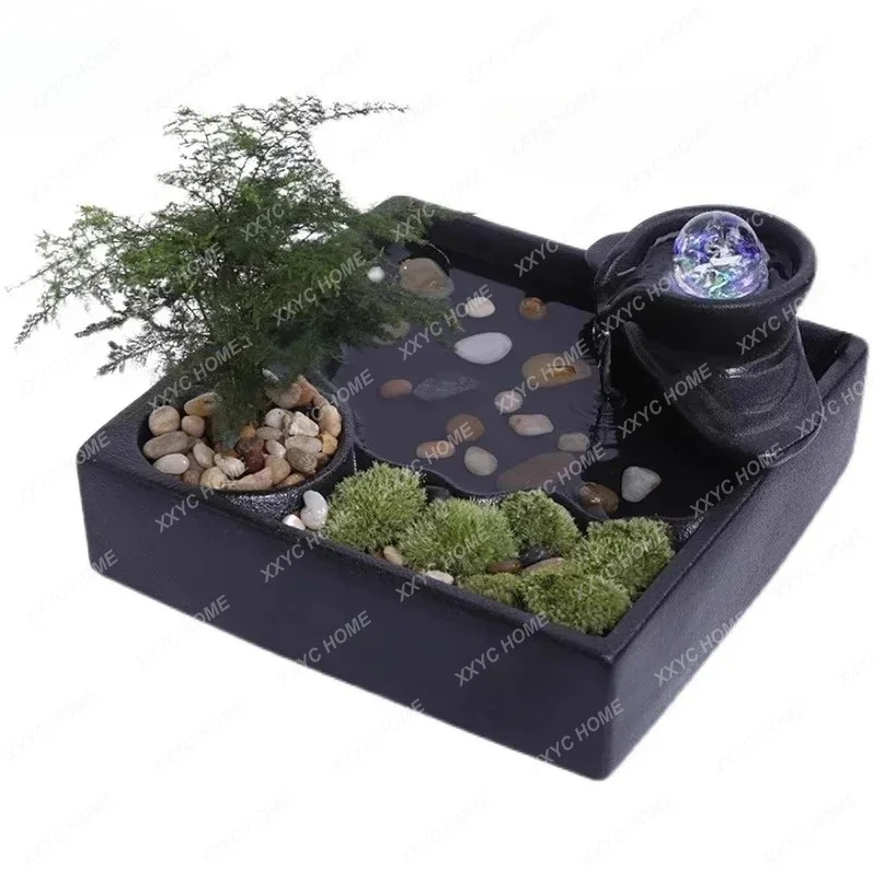 Creative flowing water makes a fortune, office desktop decoration, coffee table fountain ornament, opening gift