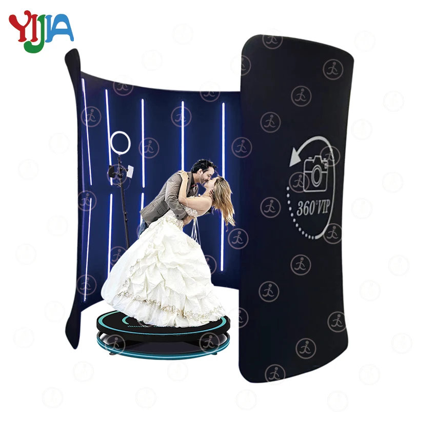 

Newest Custom logo Print 360 Photo Video Enclosure LED Backgrounds For 360 Selfie Platform Party Event Rental