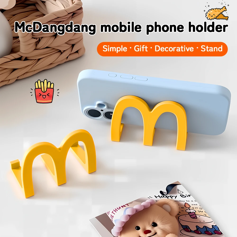 2Pcs Yellow "M" Phone Stand Desktop Ornament Office Watching TV Movies Holder Home Decor for iPhone Samsung - view 3