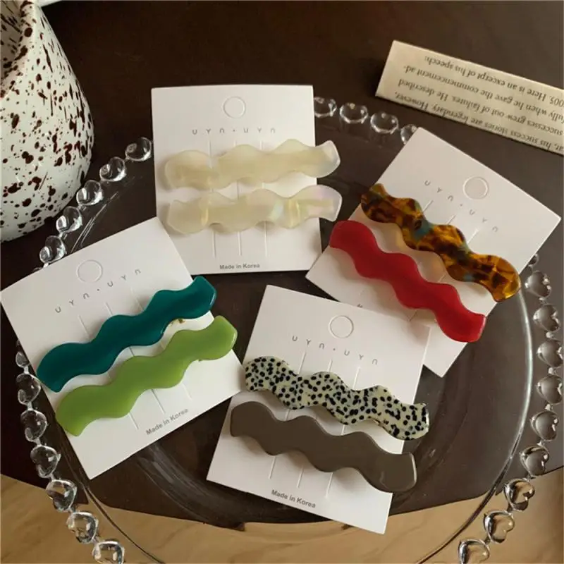 Korean Acetate Hairpin Retro Forehead Hairpin Wave Duckbill Clip Japanese And Korean Sweet Girl Side Clip Headdress Hair Clips