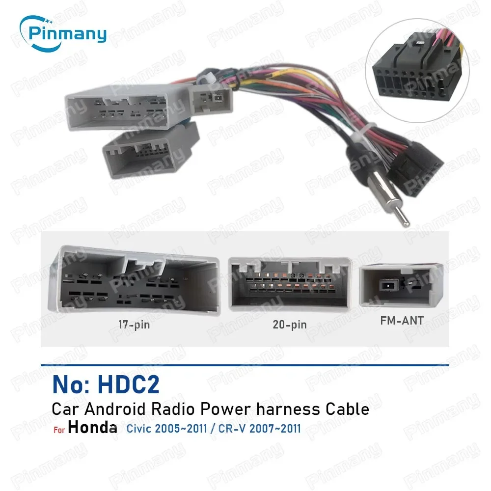 

Автомобильный радиоприемник Pinmany HDC2, головное устройство Android, жгут проводов, адаптер розетки для Honda CRV Civic 2007–2011 гг.