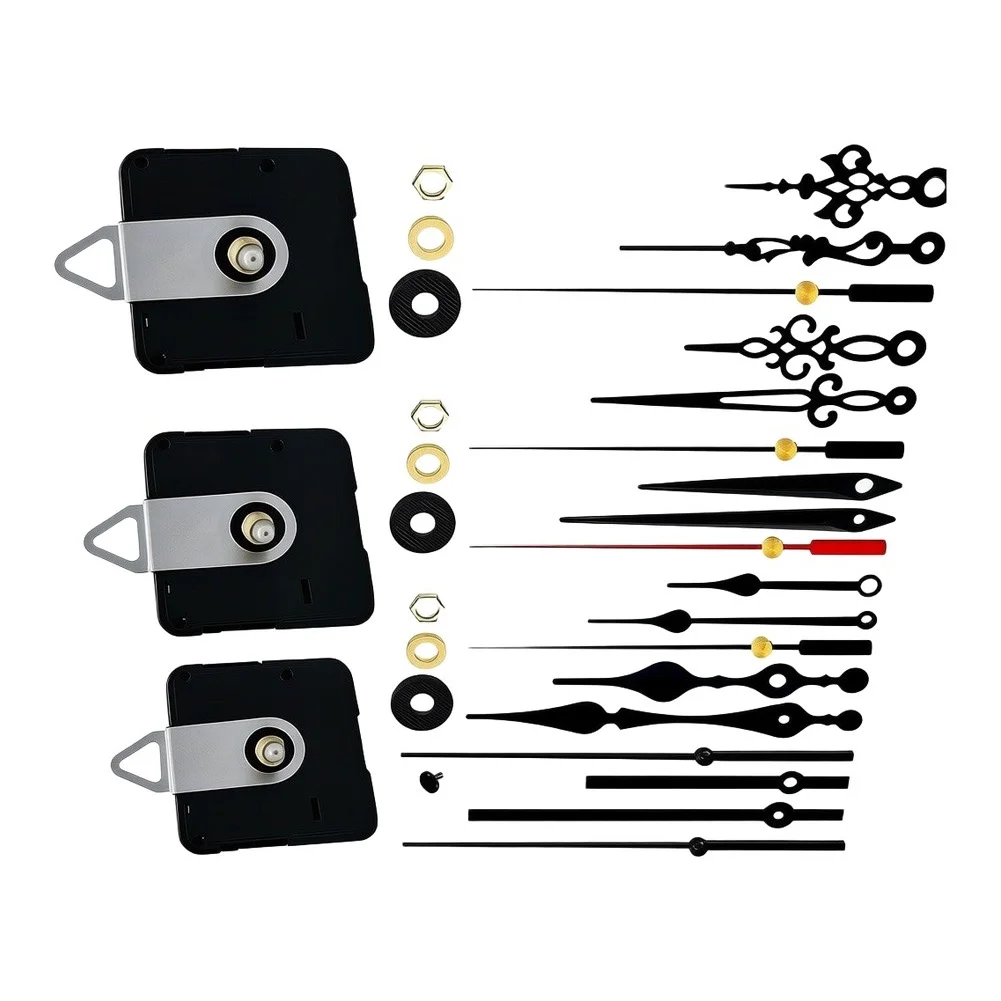 DIY Quartz Clock Kit with 3 Low Noise Mechanisms and 6 Design-Variety Hands for Home Decoration and Repair Use