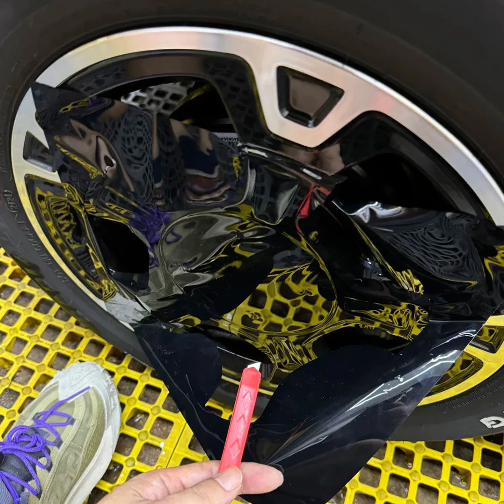 Premium Glossy Crystal Car Rim Vinyl Wrap High Heat Resistant Wheel Hub Sticker Film Bubble Free Air Release Spoke Protection view 5
