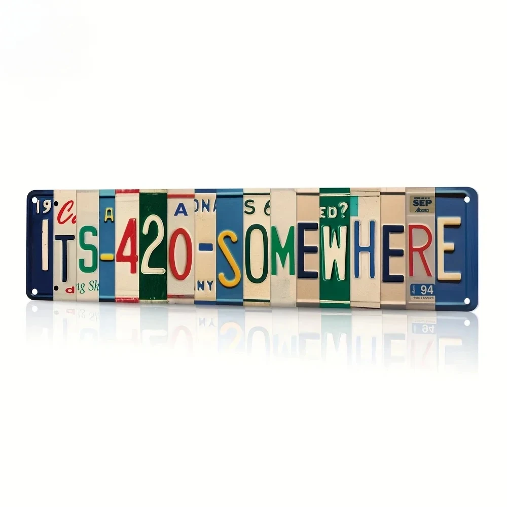 Vintage 420 Street Sign Metal Plaque, Perfect for Hippie Wall Art Decoration, Suitable for Smoker's Rooms, Bedrooms, Garages, or Smoking Study Rooms.