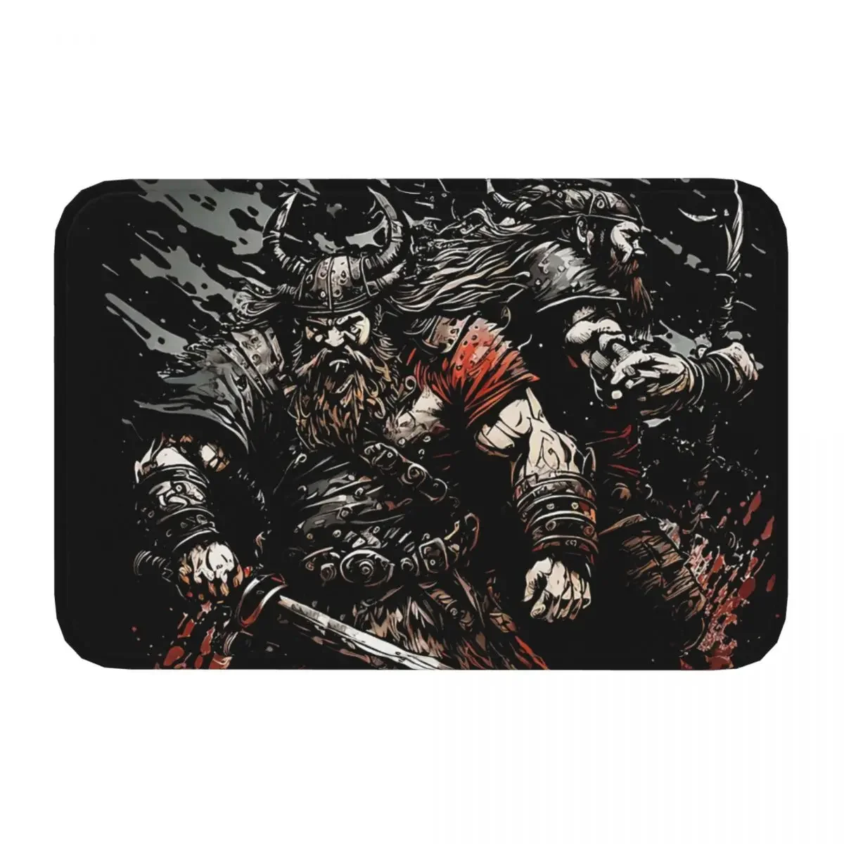 Viking Valhalla Anti-Slip Rug Doormat Living Room Mat Norse Berserker Warriors Balcony Carpet Entrance Door Decor