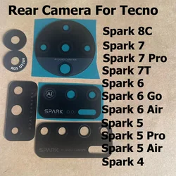 New Back Camera Glass Lens For Tecno Spark 7 6 5 4 3 8C 7T Go Air Pro With Glue Sticker Rear Camera Lens Repair Parts