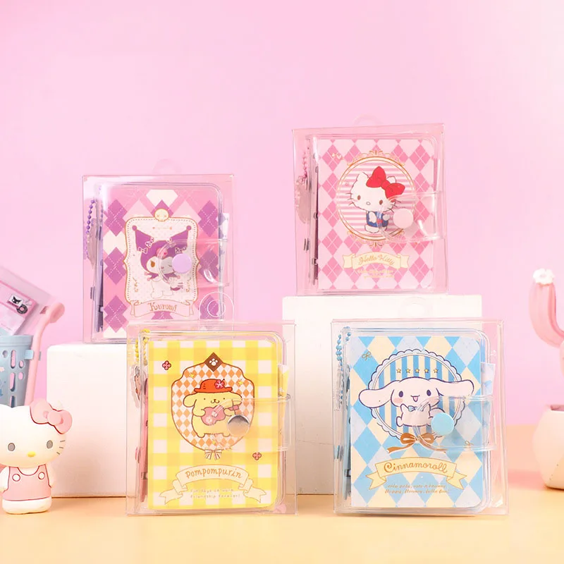 

2022 Sanrioed Stationery Kuromi Kitty Melody Notebook Cinnamoroll Mini Pocket Record Book Kawai Pompom Purin Notepad Hand Ledger