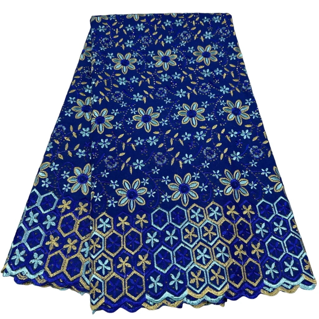 

Новая нигерийская кружевная ткань из камней, высококачественная вышитая хлопковая ткань, 5 ярдов, африканский хлопок, 2026, элегантное свадебное платье для женщин