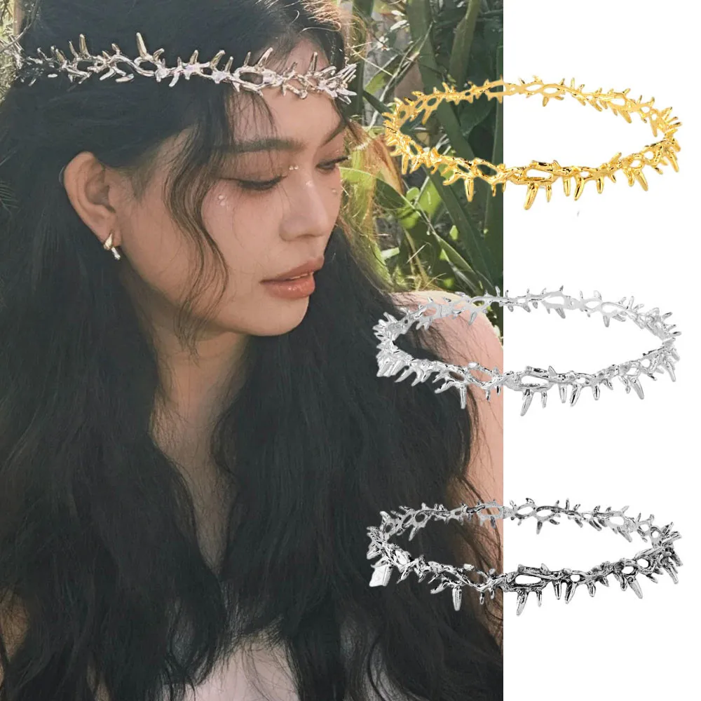 Thorn Crown Metal Headpiece Headwear Unisex Cosplay Punk Gothic Crowns Jewelry Gifts Halloween Wedding Party Accessories Deluxe